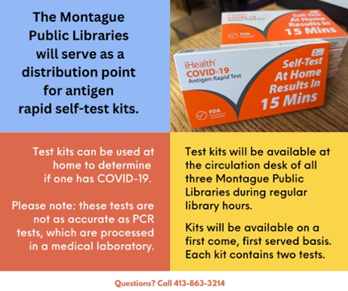 COVID-19 Antigen Tests Available at Montague Libraries