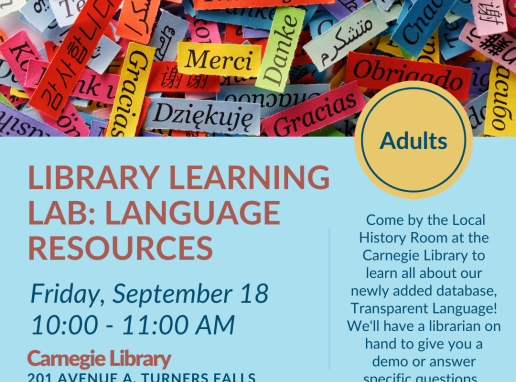 Library Learning Lab: Language Learning Resources Graphic