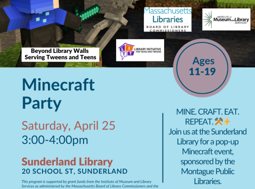Minecraft Party at the Sunderland Public Library Graphic